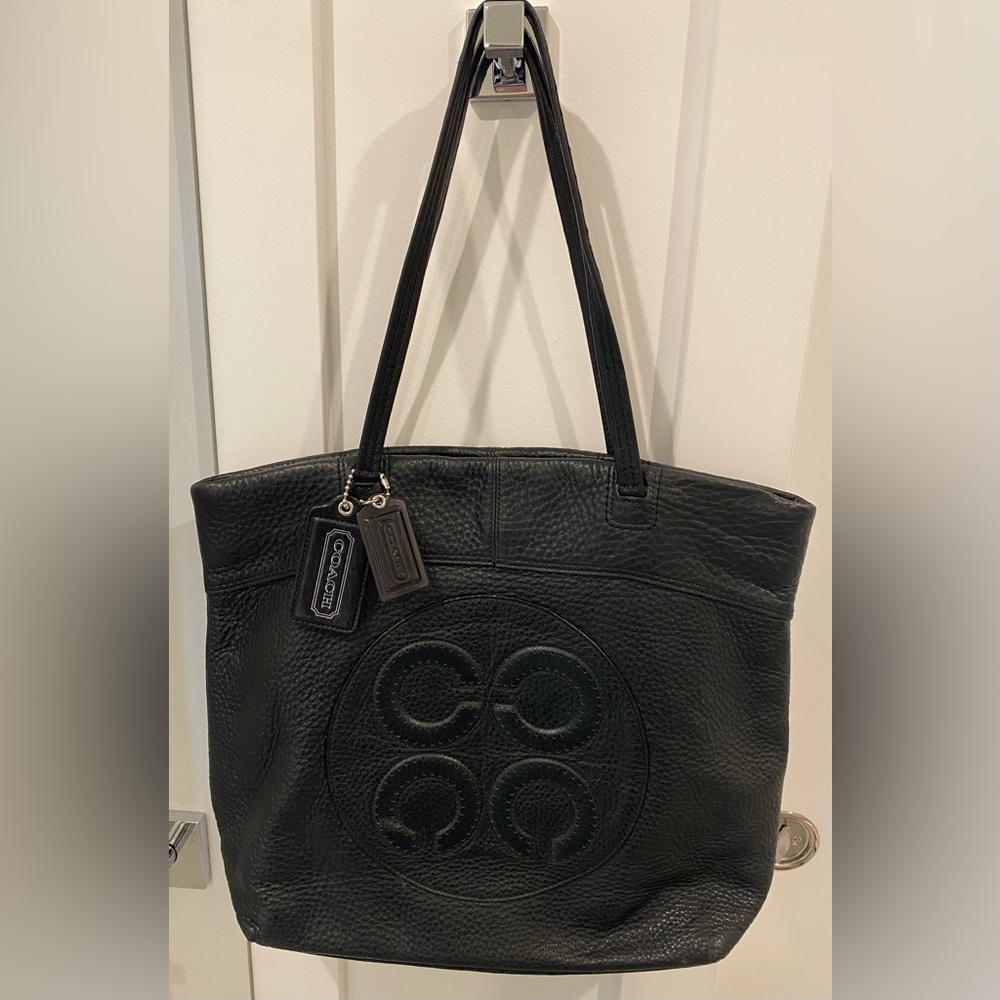 Coach Black Pebbled Leather Tote